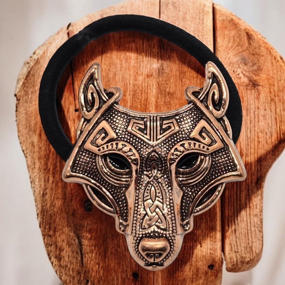 Viking Fenrir Wolf Hair Tie Nordic Warrior Chic Ponytail Holder Stainless Steel